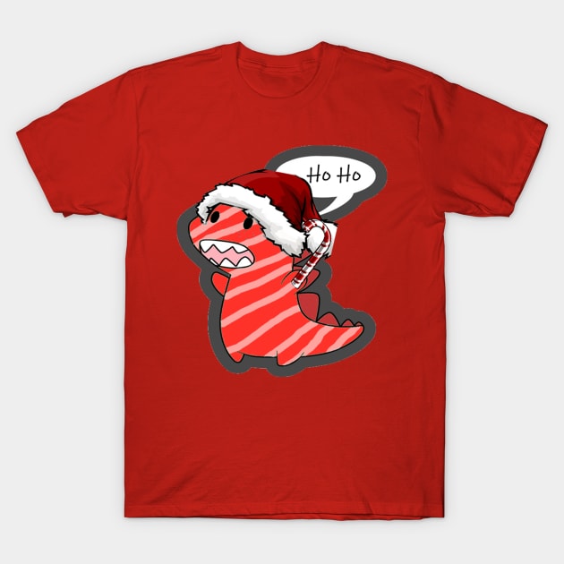 Rawr Christmas/Xmas Candy Cane Rawr Dinosaur! T-Shirt by Inviticus